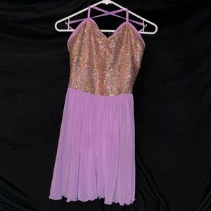 BALERA lavender and gold sequin dance costume built in SHELF SIZE LA